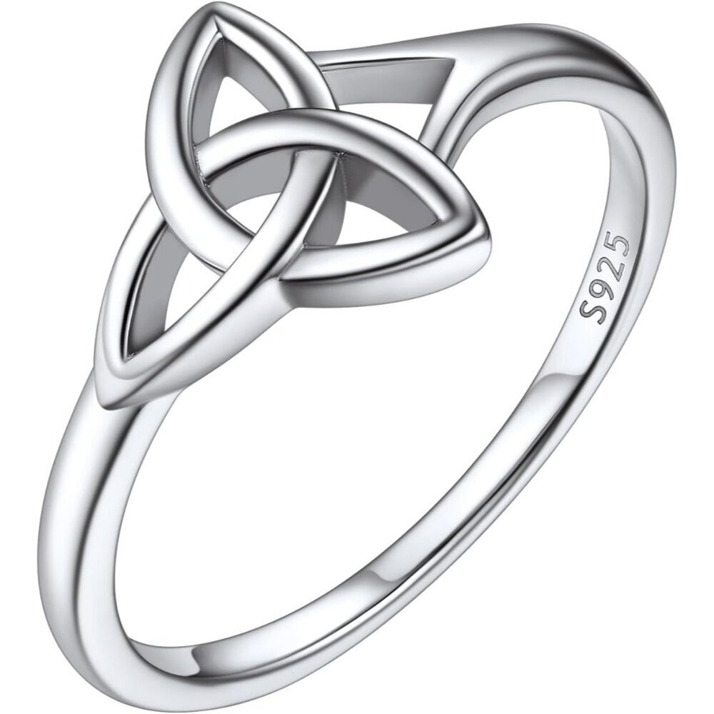 🆕 Women Silver Triquetra Celtic Knot Promise Ring Sterling Passed Strict Skin